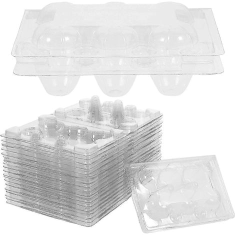 50 plateaux à œufs de caille à 6 alvéoles, en plastique transparent, boîtes de rangement et de protection pour œufs de caille. (1/5)