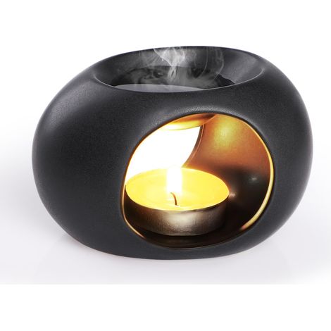 Brûleurs Parfumé Céramique Noir, Brûleurs Huile Essentielle en Céramique Essentielle Diffuseur d'arômes Lampes à Parfum Essence