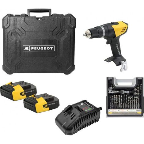 Perceuse PEUGEOT ENERGYDRILL-14V15 - 2 batteries 14.4V 1.5 Ah - 1 chargeur - Mallette mixte 108pcs 250310-190646 (1/3)
