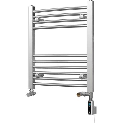Zennor - Chrome Dual Fuel Towel Rail H600mm x W500mm Thermostatic WIFI - Curved (1/3)