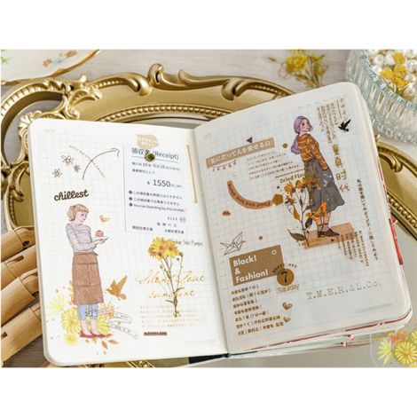 Blumenetiketten – 30 Stück, einzigartige und exquisite florale Dekorationstrends für Notizbücher, süßes Sonnenuntergangsdesign – ästhetisches Papier (1/5)