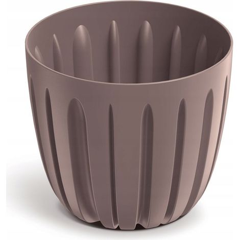 Vaso da fiori in plastica con coperchio scanalato, marrone marsala, 13,8 cm Wario