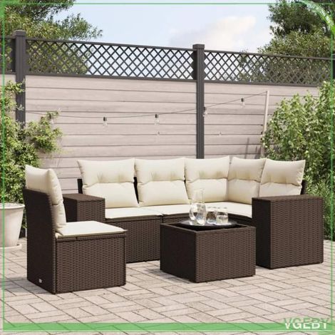 Salon de jardin - FAF7291712421440 - Résine tressée marron - 6 places modulaire - Rangement avec sac étanche (1/3)