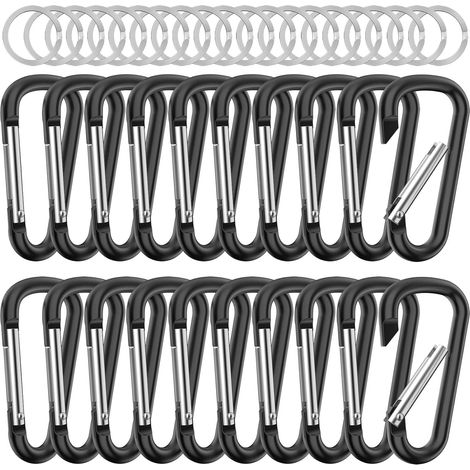 Lot de 20 petits mousquetons de 5,8 cm avec anneau en D pour porte-clés multifonction (1/5)