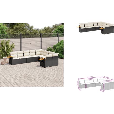 9-tlg. Garten-Sofagarnitur mit Kissen Schwarz Poly Rattan - Gartenmöbel - Sofa Set - Rattan Möbel - Outdoor Sofa - Lounge Set (1/3)