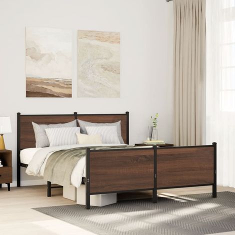 Cadre de lit en métal sans matelas-Structure de lit chêne marron 140x190 cm 791724 (1/5)