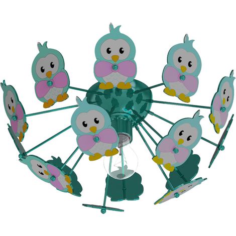 Design per bambini sala giochi illuminazione a soffitto faretti lampada gufi motivi animali lampada Eglo 95636 (1/4)