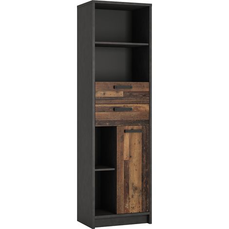 Regal Jugendzimmer NELSON-129 offener Schrank in grau mit Holz Nb., B/H/T ca. 55,8/196/42 cm (1/5)