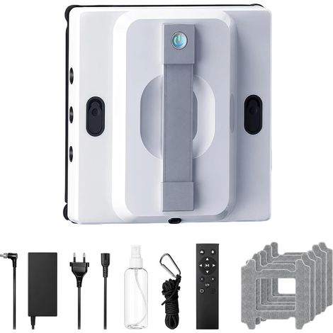 Robot Lave-Vitres avec Télécommande, 9000 Pa Robot Vitrier, 6 Modes de Nettoyage, Réservoir 100ML, 6 Buses de Brumisation, Planification Intelligente des Trajets et Détection des Bords (1/5)