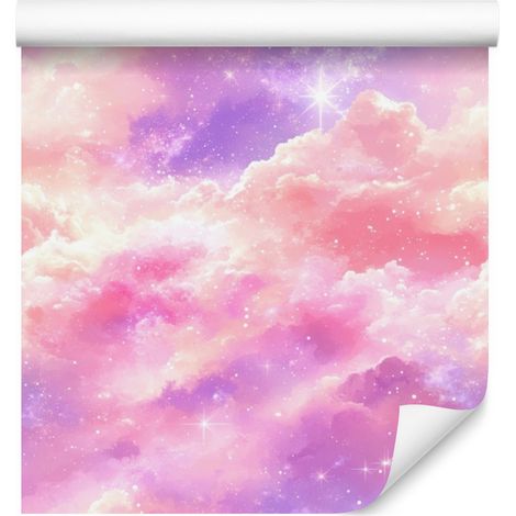 Carta da parati acquerello galassia rosa cipria, lavanda e corallo 50x1000 cm (1/5)