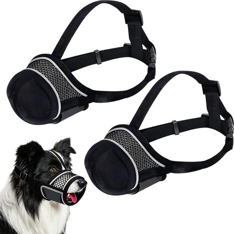 2 Pieces Black Dog Muzzle Anti Barking Size M (1/5)