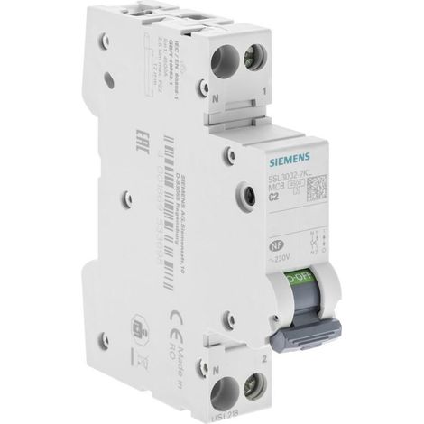 Interruptor Siemens 1P N 2 amperios tipo C