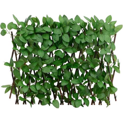 Treillis Extensible Lierre Artificiel Brise-Vue Clôture Jardin Bois PVC Vert 180 x 30 cm (1/5)