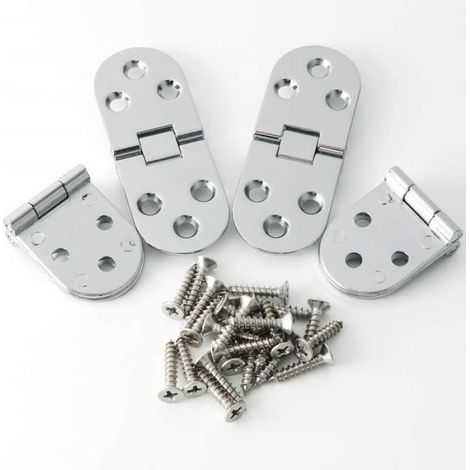 4PCS Charnières en laiton avec vis pour table pliante Cabinet Porte Meubles (argent) (1/4)