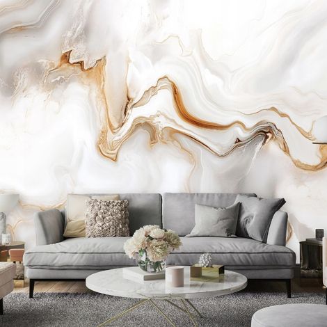 Vlies Fototapete Marmor 150x105 cm, Tapeten, für Wohn und Schlafzimmer, Vliestapete Wandtapete Tapete 3D Effekt- inkl. Kleister - Abstrakt Steine Weiß Marble, WallArena (1/4)