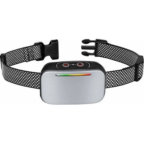 Collare antiabbaio automatico per cani - Controllo antiabbaio intelligente - Ricaricabile - Modalità shock statico - Vibrazione e suono - Resistente all'acqua IP67 - Indicatore LED - Colore argento (1/4)