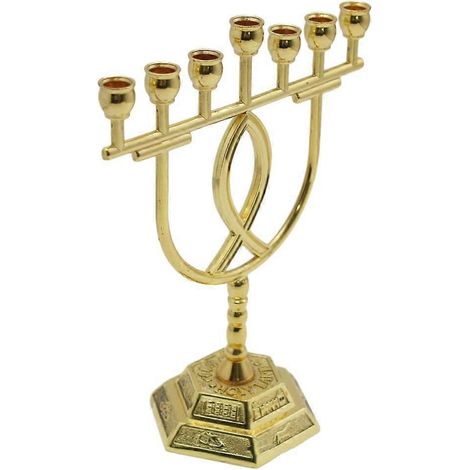 Ménorah juive à 7 branches, chandelier du Temple de Jérusalem, décoration pour la maison et les fêtes (1/4)