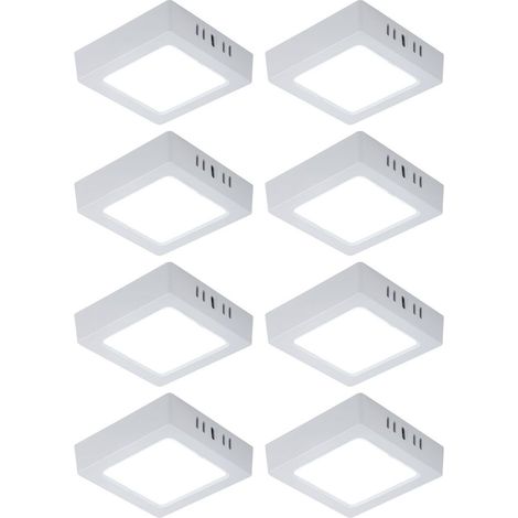 Plafoniera LED Lampada da soggiorno Lampada da corridoio Lampada da parete quadrata per cucina, plastica bianca, 6W 660lm 6500K bianco freddo, L 12 cm, set da 8 (1/5)