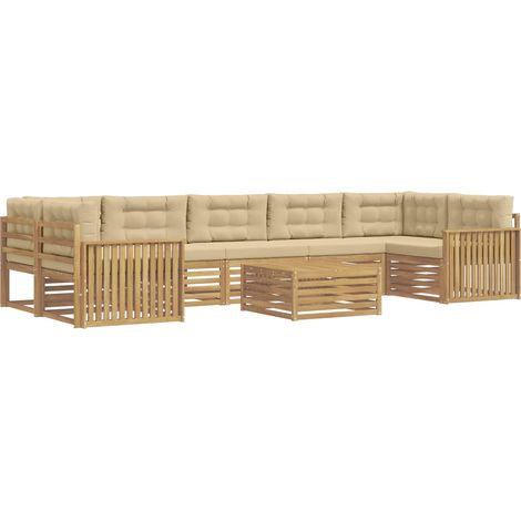 Outdoor-Sofagarnitur 8 Stk. Weiß und Beige Massivholz Akazie vidaXL (1/5)