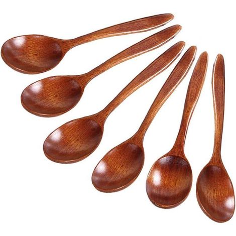 Soupe Vaisselle 6Pcs Eco-Friendly Tea Honey Cuillère à café en bois naturel Spoon Accessoires de cuisine (1/5)