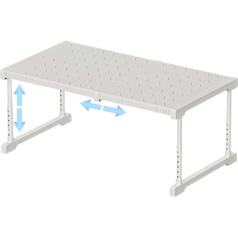 Expandable Stackable Cabinet Shelf Storage Shelf Adjustable Height White Length 47-68 cm Heavy Duty Kitchen Bathroom Pantry Shelf (1/5)
