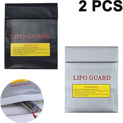 Sac Anti-Feu - 23 x 30 cm - Pour Documents et Batteries Lithium - Résistant Jusqu'à 1000 °C - Lot de 2 (1/5)