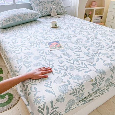Drap-housse extensible - 180x200 cm - 29 cm de large - Coton - Élastique tout autour - Ivoire (1/2)