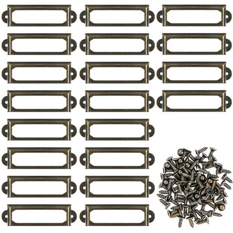 AlwaysH 20 Pcs Porte-étiquettes en Métal pour Bureau Bibliothèque Étagères Cadre Étiquette de Nom Vintage avec Vis 60x17mm (1/5)