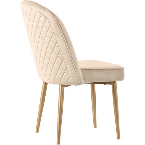 4 sillas de comedor de terciopelo beige con patas de metal dorado (1/5)