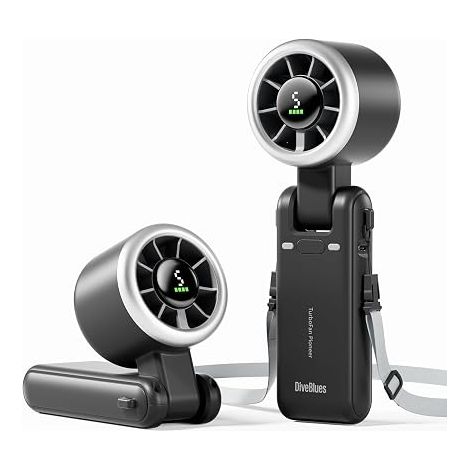 1pcs Ventilateur Portable à Main – Ultra Rapide 10m/s, 5 Vitesses, Batterie Rechargeable 4000mAh jusqu'à 12h – Technologie Turbo – pour Extérieur, Voyage, Bureau – Noir (1/5)