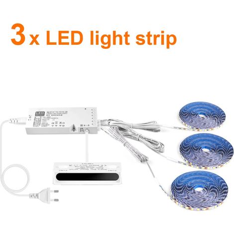 (3 bandes, lumière chaude, 1 m) Bande lumineuse LED, interrupteur à capteur intelligent d'ouverture/fermeture de porte, convient aux armoires et vitrines. (1/5)