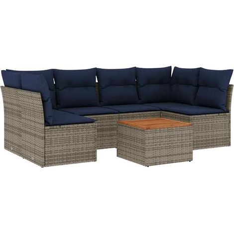 Maison Exclusive - 7-tlg. Garten-Sofagarnitur mit Kissen Grau Pol