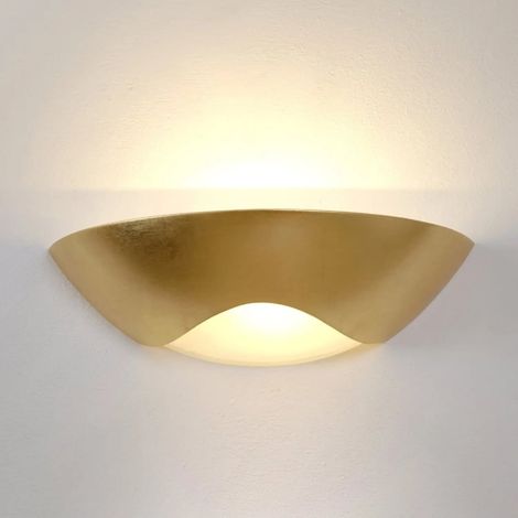 [GEBRAUCHT] B-Ware Holländer Wandleuchte Wandlampe Matteo Curve Blattgold Glas Keramik Weiß R7s Led