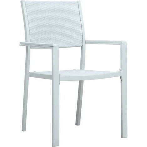 Chaise de jardin plastique et métal blanc Dihar - Lot de 4 (1/3)