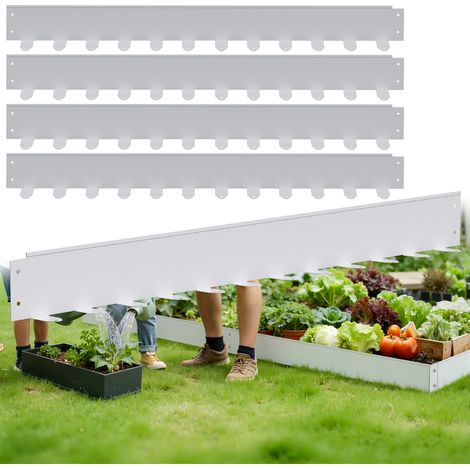 TolleTour Bordüre aus flexiblem Stahl für Garten & Rasen - 5 Paneele à 100 cm (5 m Gesamtlänge) - Höhe 5 cm - Farbe Silber - inkl. 60 Erdankern & Befestigungsnägeln