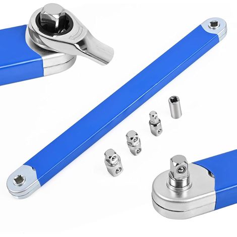1/2" Clé d'extension coudée Offset avec adaptateur d'entraînement , 1/4" et 3/8", clé d'extension multifonction à cliquet pour mécaniciens, bricoleurs, réparation automobile (1/5)