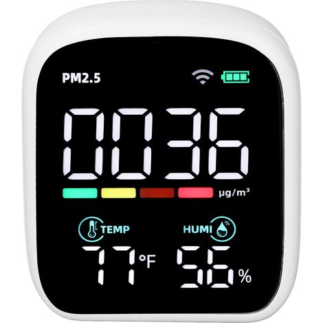 Moniteur de Qualité d'Air avec Capteur PM2.5, Température et Humidité pour Intérieur (1/5)
