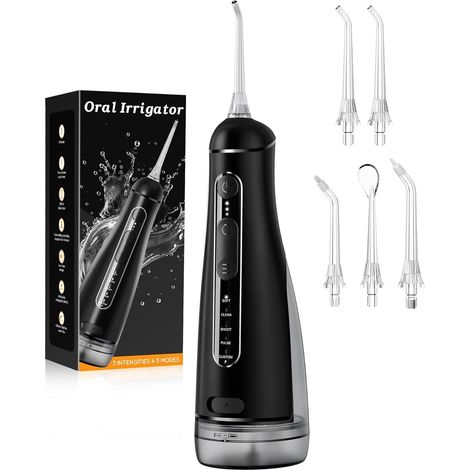 Jet Dentaire Hydropulseur Portable, Hydropulseurs et Irrigateurs 5 Modes 20 Niveaux (1/5)
