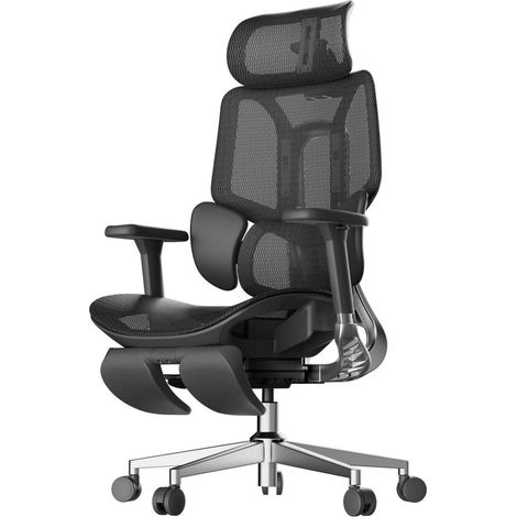 Ergonomischer Bürostuhl mit Lendenstütze, verstellbarer Kopfstütze und Fußstütze (1/5)