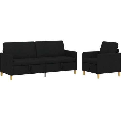 Sofa Set mit Stauraum 2 stk. Schwarz Polyester vidaXL (1/5)