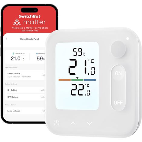 Panneau de contrôle du climat intérieur, thermohygromètre intégré, optimise la régulation des vannes des radiateurs, économie d'énergie et de coûts. Compatible avec Home et Home (1/5)