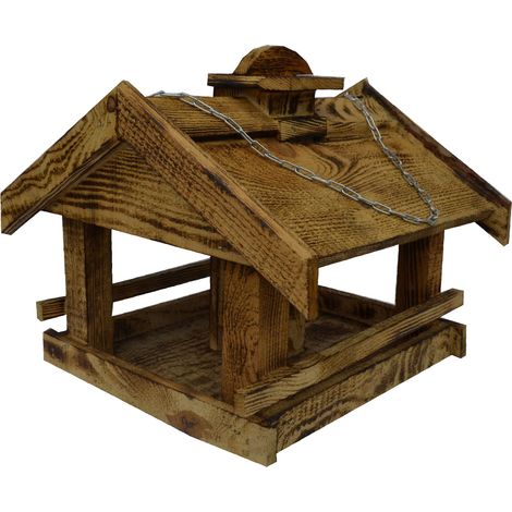 Vogelfutterhaus, Holzofen mit Schornstein