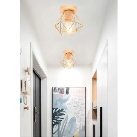 kawoo 2pcs Moderne Plafonnier Industrielle Couloir Lampe Plafonnier Vintage en Cage Fer Style Edison pour Salon Chambre (1/4)