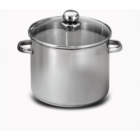Marmite Traiteur en Acier Inoxydable Couvercle Verre Trou Vapeur Poignées Métal Tous Feux dont Induction Triple Fond Diffuseur Ø36cm 25L Argenté (1/5)