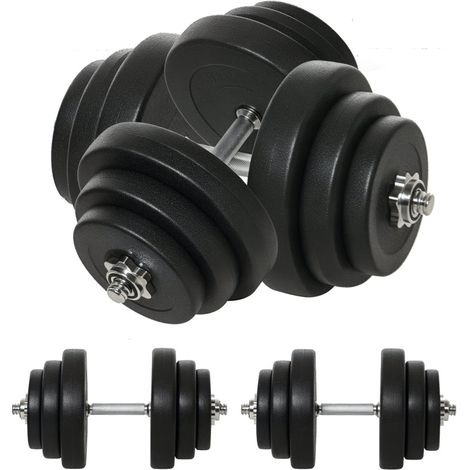 Manubri regolabili 40 kg con 2 maniglie metalliche e 12 dischi, nero OKMYHOME (1/5)
