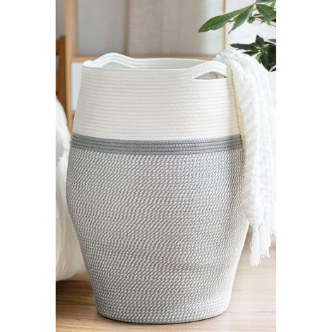 Großer Wäschekorb aus Baumwollseil, 65cm, geflochten, mit Henkel (1/5)