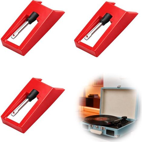 Dailygoods - Set di 3 puntine rosse per giradischi (1/5)
