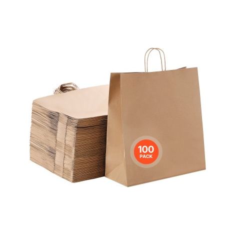 Sac Papier Kraft - Lot de 100 - Sac Cadeau avec Poignées (1/5)
