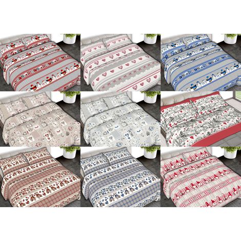 Completo Lenzuola Letto 100% Cotone Made Italy Disegni Invernali Natalizi C.N, misuraPiazza E MezzacoloreGigi Blu (1/5)