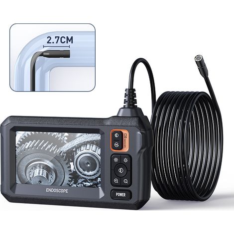 Industrielle Endoskop-Inspektionskamera, 4,3-Zoll-IPS-Endoskop-Kanalkamera, wasserdichte IP67-Schlangenkamera mit 8 LED-Leuchten, 5 m halbstarres Kabel